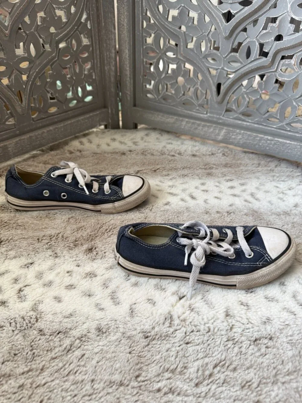 Blue Converse sneakers boys size 1 skater California school blokecore summer